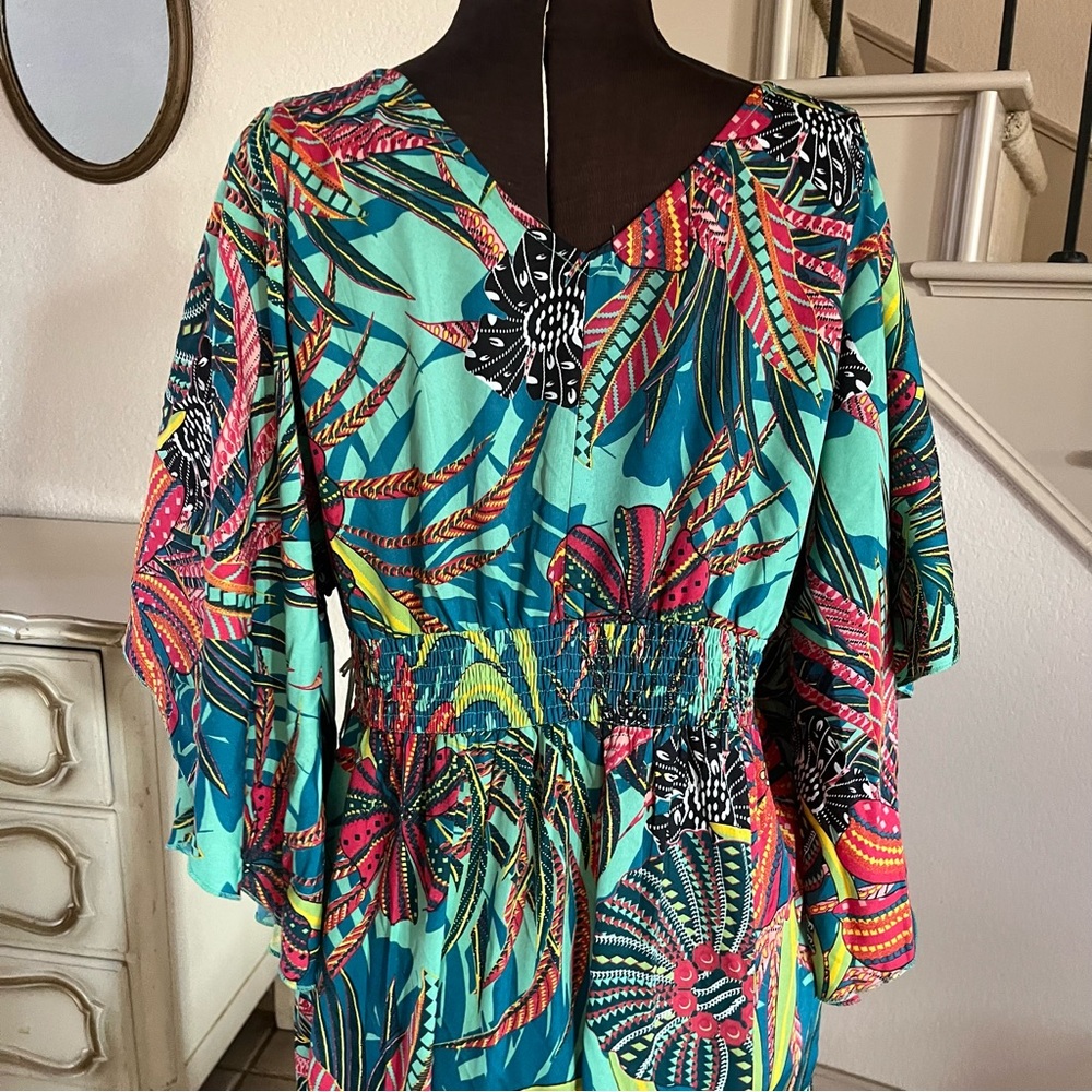 Anthropologie Boemo Aqua Multicolor Floral Maxi Dress - Picture 10 of 13